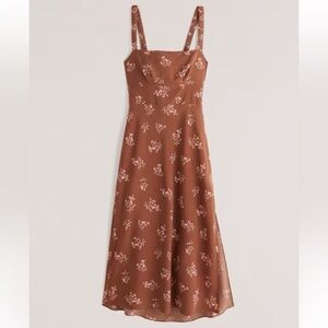 Abercrombie & Fitch Open Tie-Back Slip Midi Dress floral NWOT XL